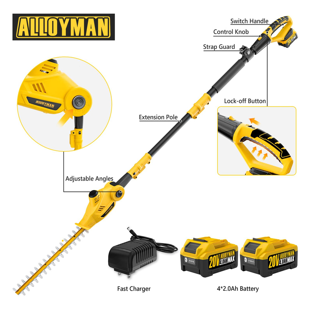 Alloyman next to person to show 8-foot reach and lightweight design