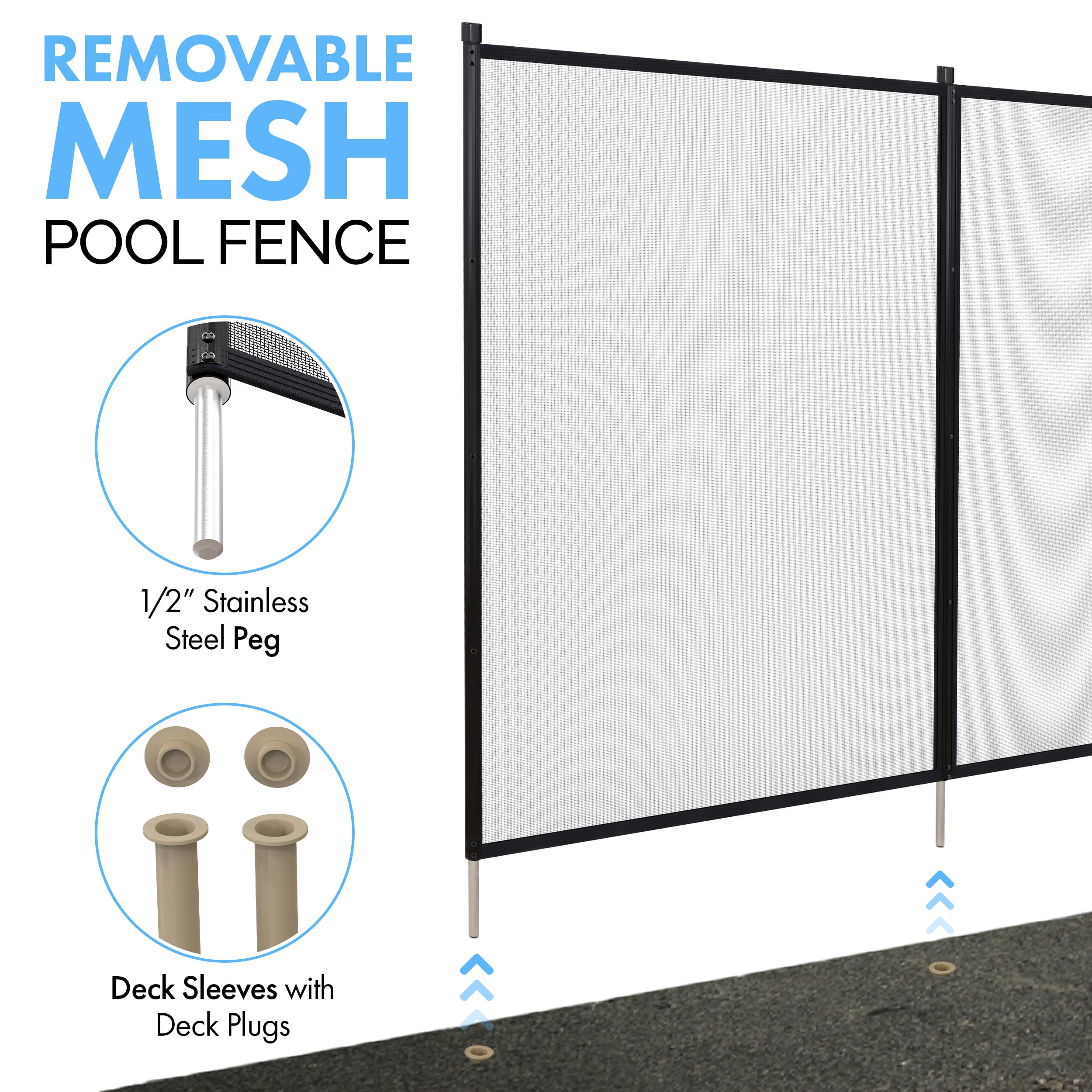 ALLSAFE sleeve and peg kit arranged to show included hardware for versatile surface anchoring