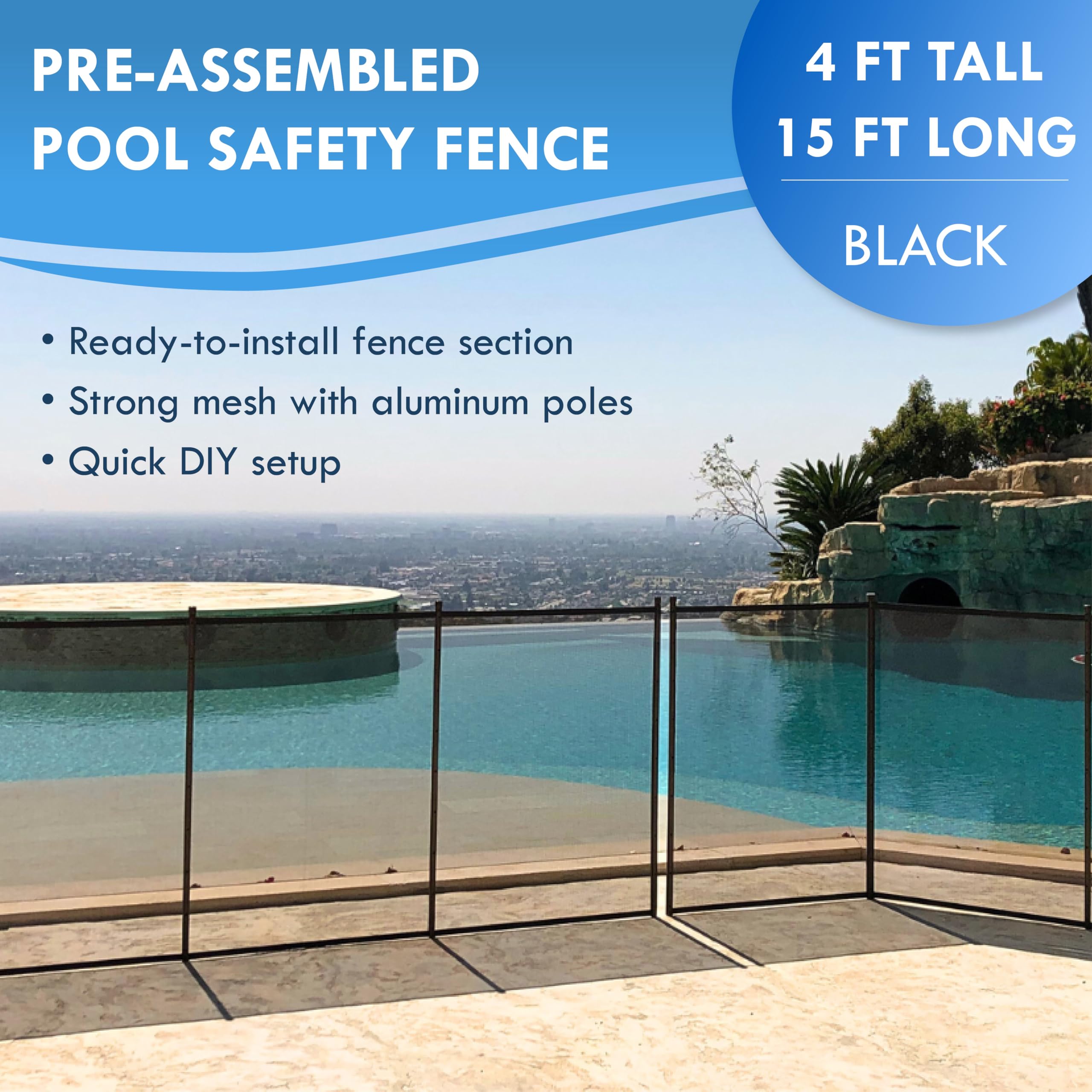 ALLSAFE black powder-coated pole close-up showing durable finish benefit