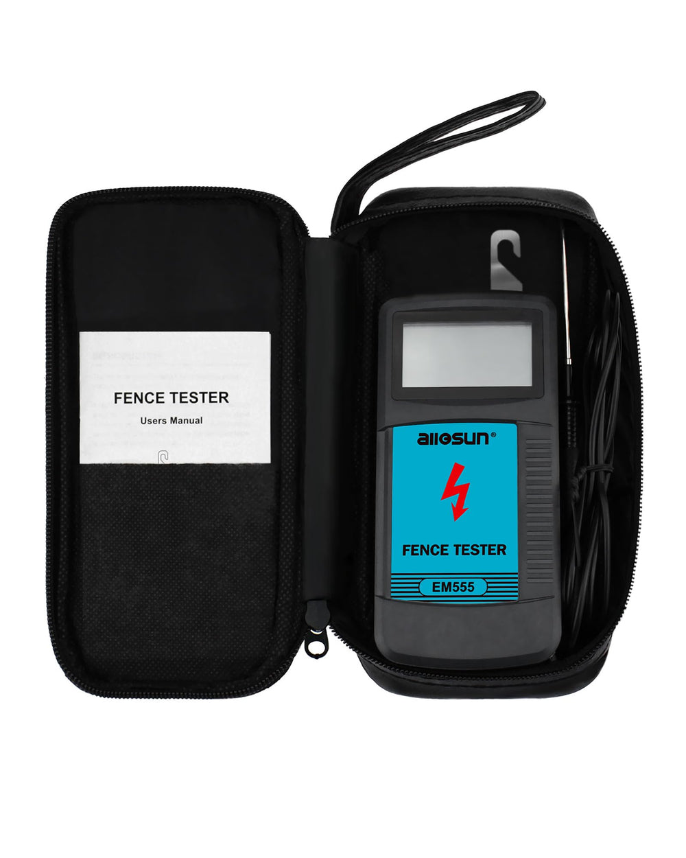 allsun EM555 held in hand to show scale and portable convenience