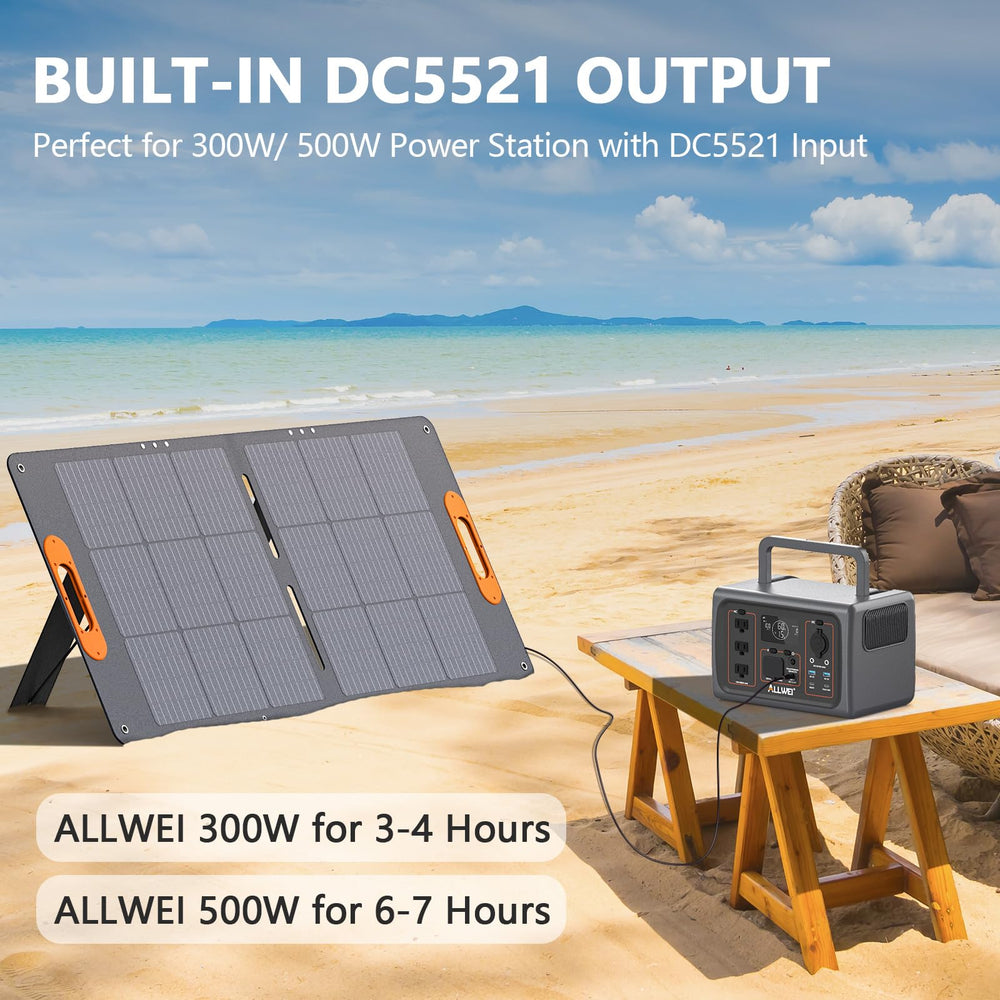 ALLWEI unfolded 100W panel full surface showing high output benefit