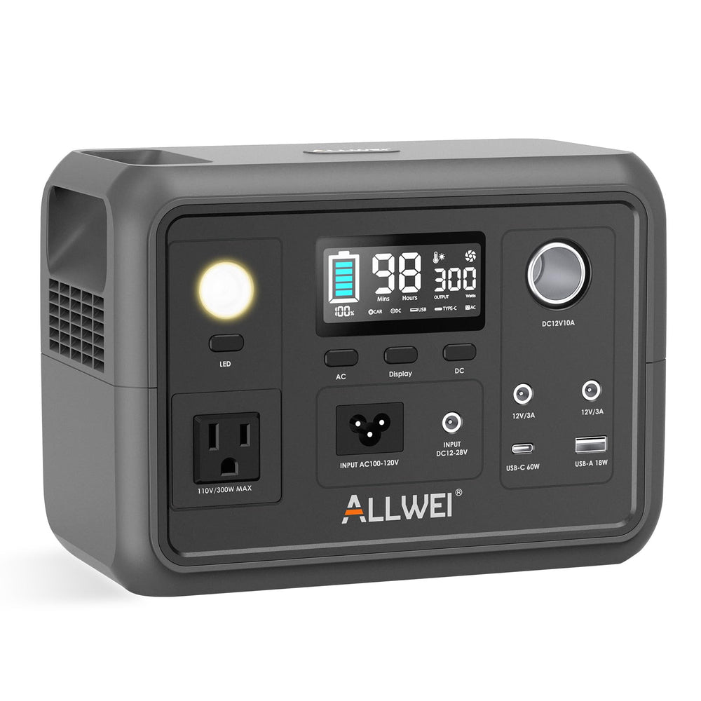 ALLWEI 300W front panel showing outlets and clear labeling for easy use