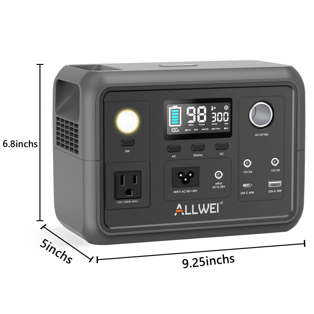 ALLWEI included AC and car cables and manual for ready-to-use setup