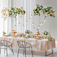 Almirantra front assembled table arch showing elegant gold finish and instant impact