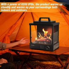 alogfire in use on patio evening creating warm social atmosphere