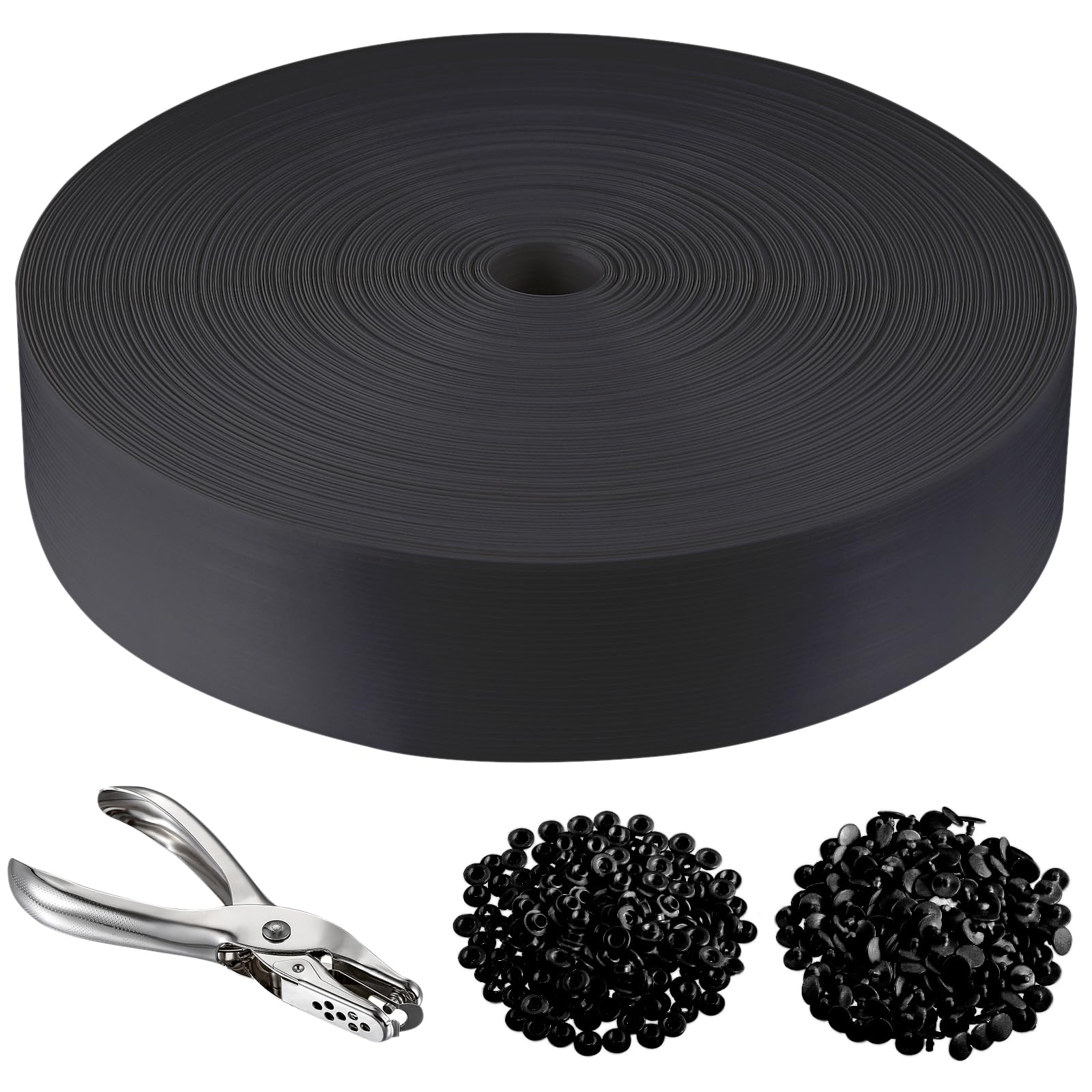 ALOSUTR front view of 246 ft black privacy strip roll showing package and length benefit