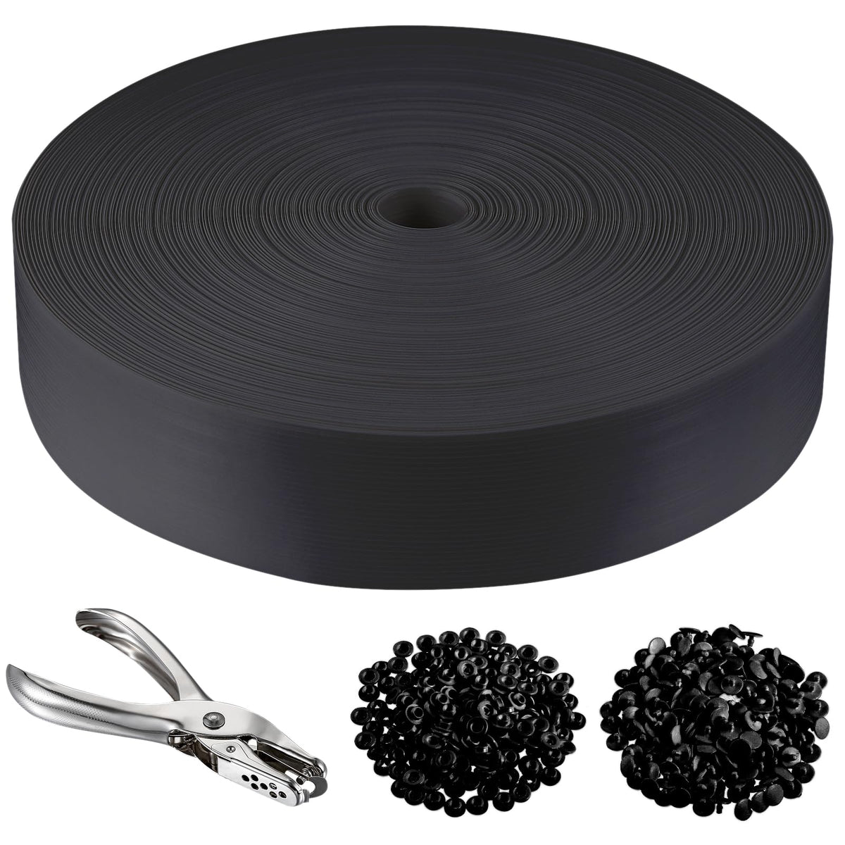 ALOSUTR front view of 246 ft black privacy strip roll showing package and length benefit