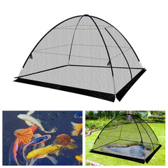 Alphatool front view of pond netting dome showing full coverage and tidy protection