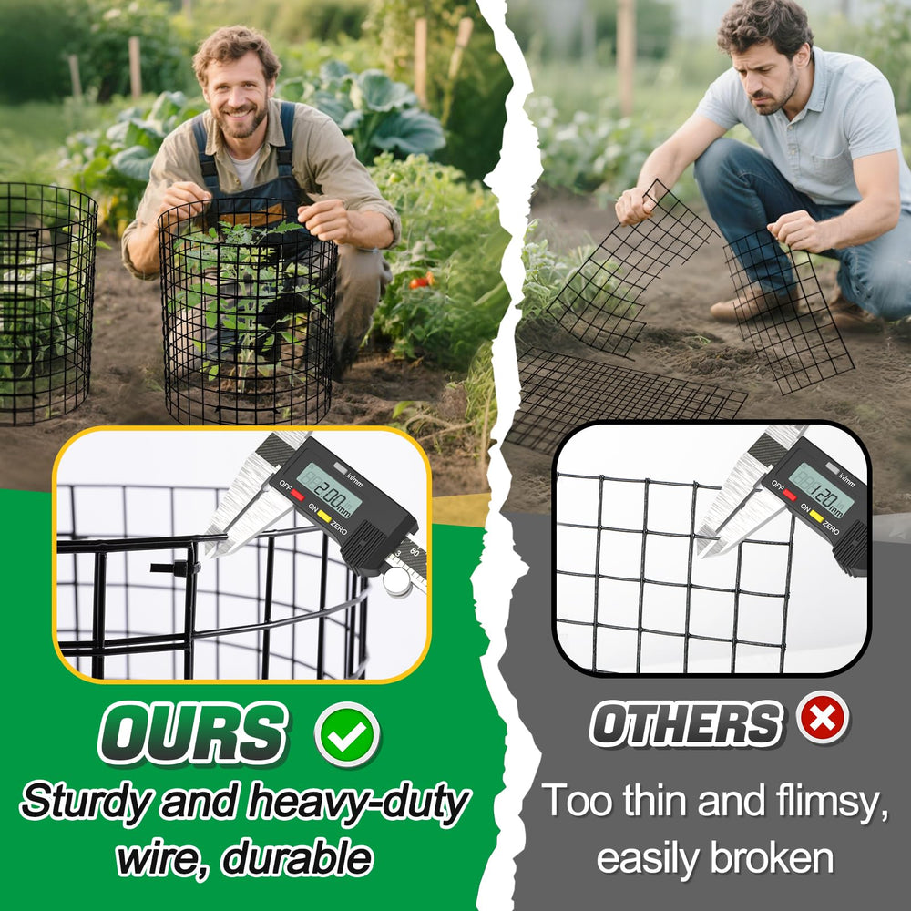 Alphatool assembled cage over a young seedling showing immediate animal protection benefit