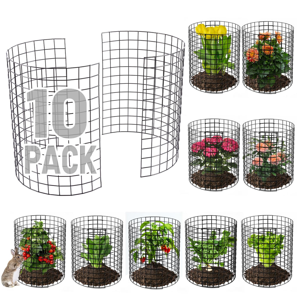 Alphatool front view of 10-pack plant cages showing contents and compact packaging benefit