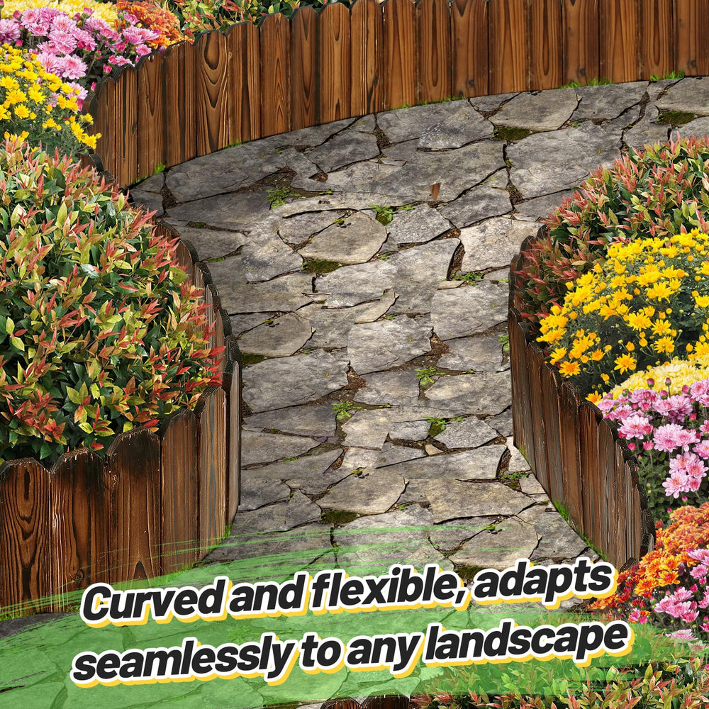 Alphatool installed around curved flower bed highlighting flexible layout benefit