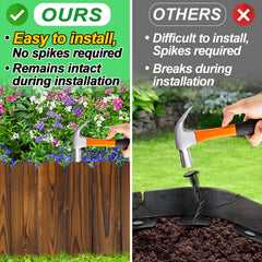 Alphatool fence pushed into soil demonstrating easy install and stable border benefit