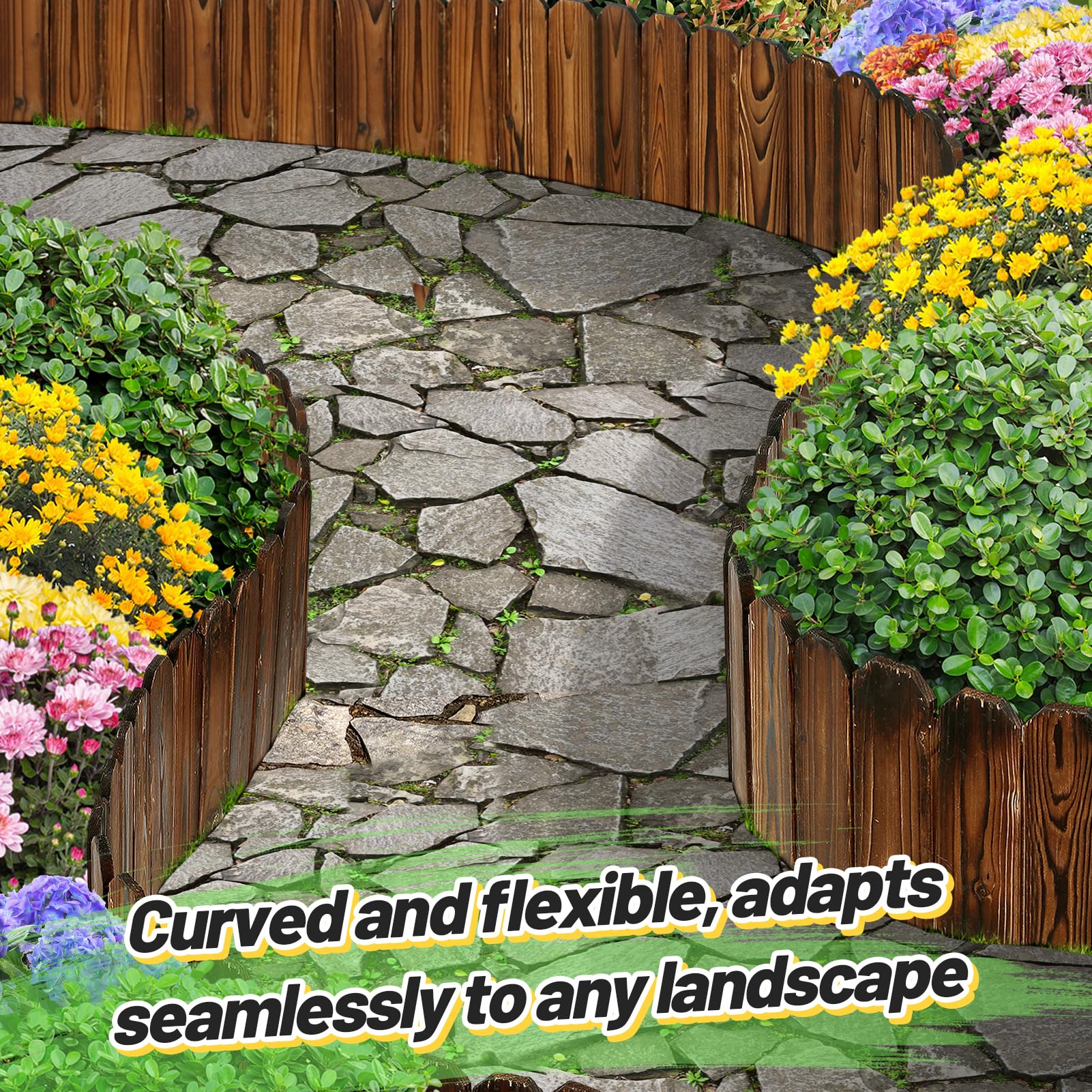 Alphatool installed curved garden border demonstrating flexible layout advantage