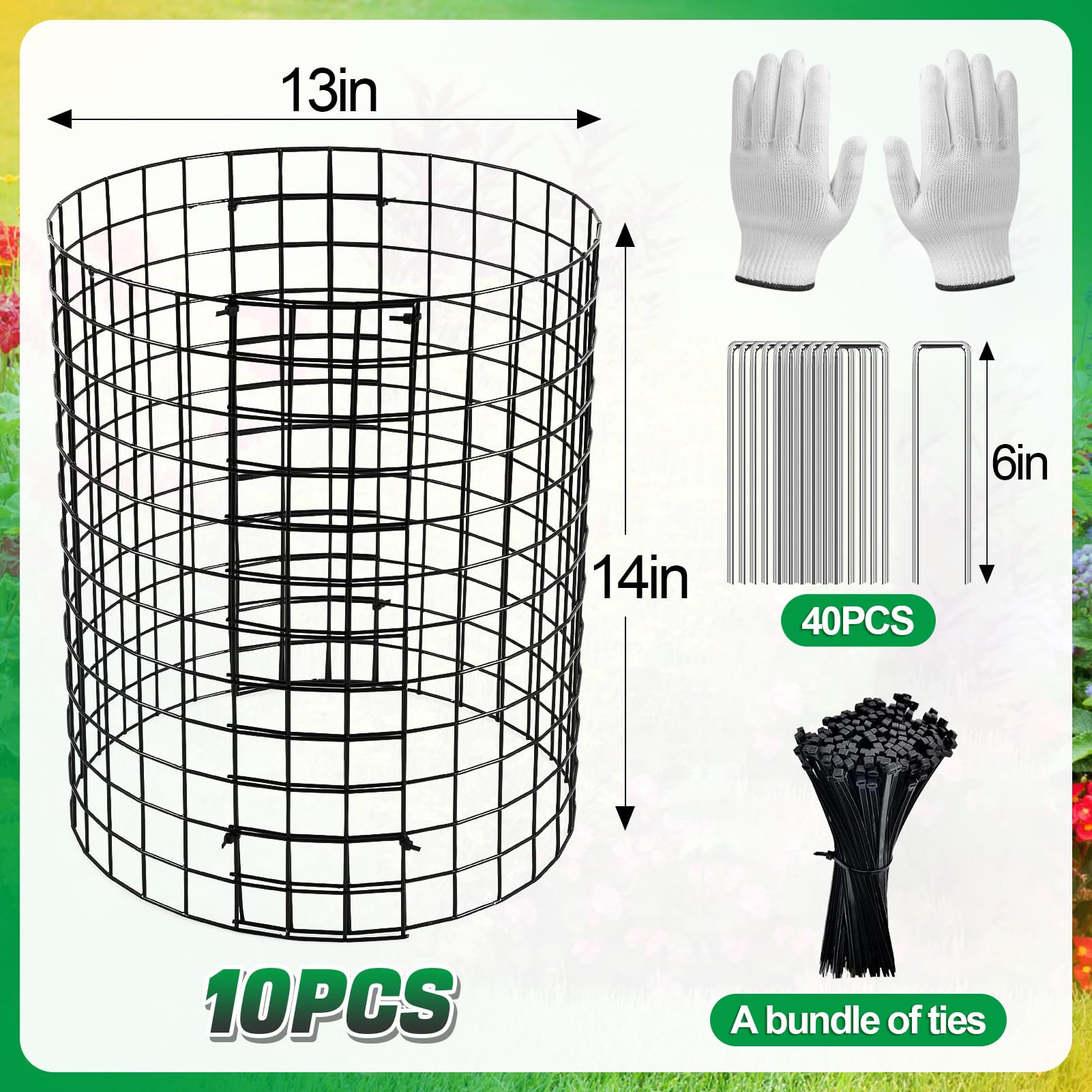 Alphatool plant cages installed in a garden bed showing discreet, reliable wildlife barrier