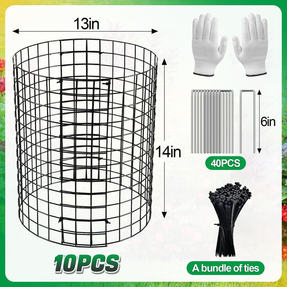 Alphatool plant cages installed in a garden bed showing discreet, reliable wildlife barrier