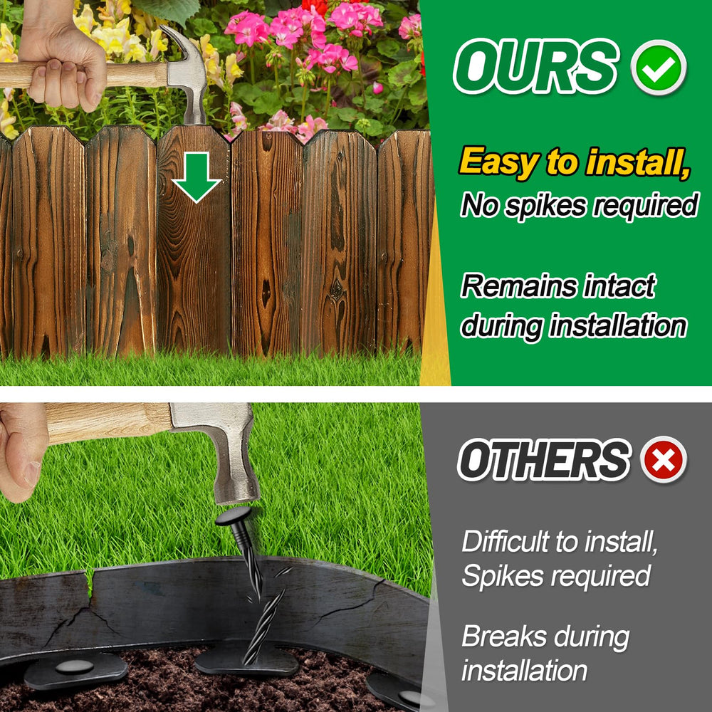 Alphatool pointed base inserted into soil demonstrating easy tool-free installation