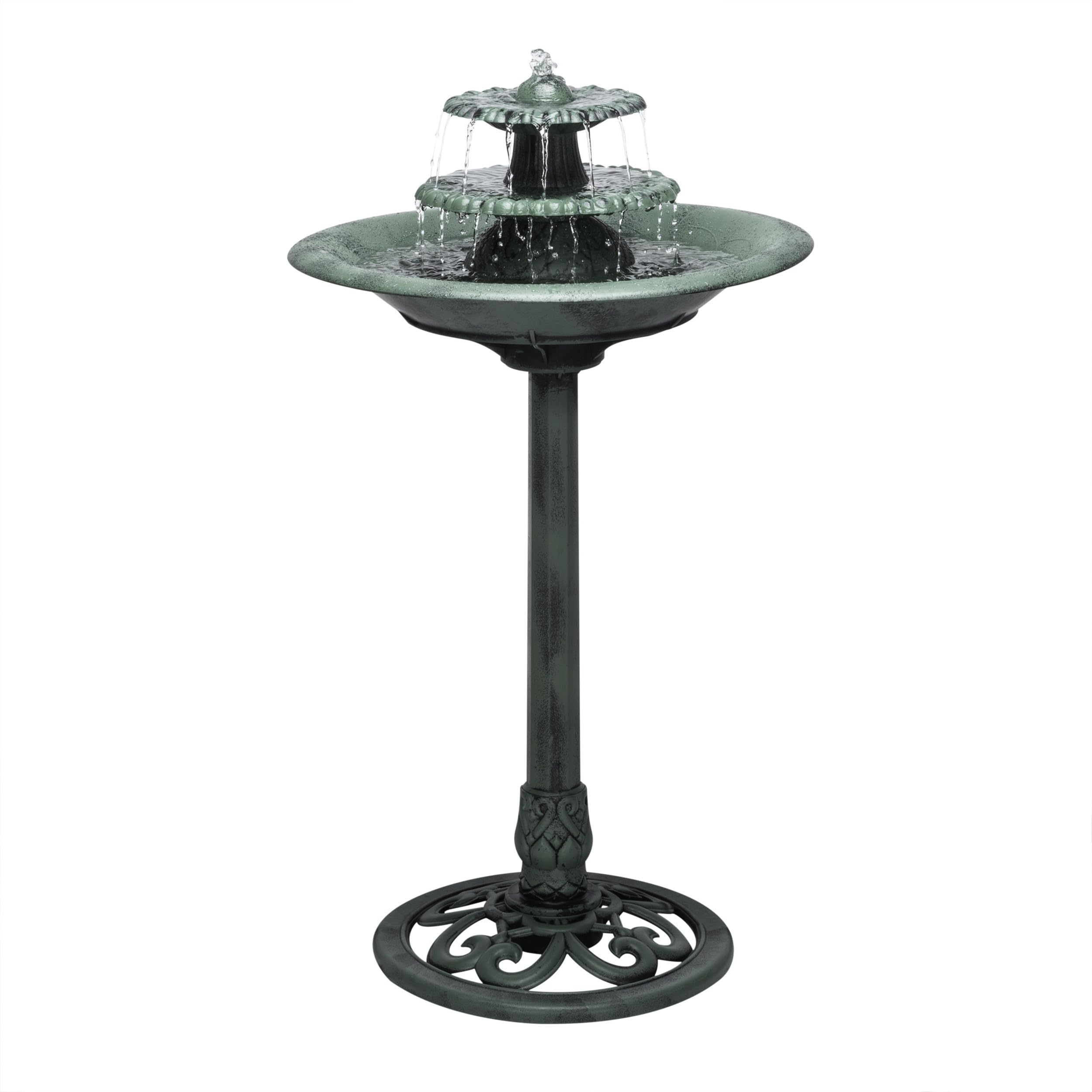 Alpine Corporation front view of 35-inch fountain showing cascade and elegant silhouette benefit relaxation