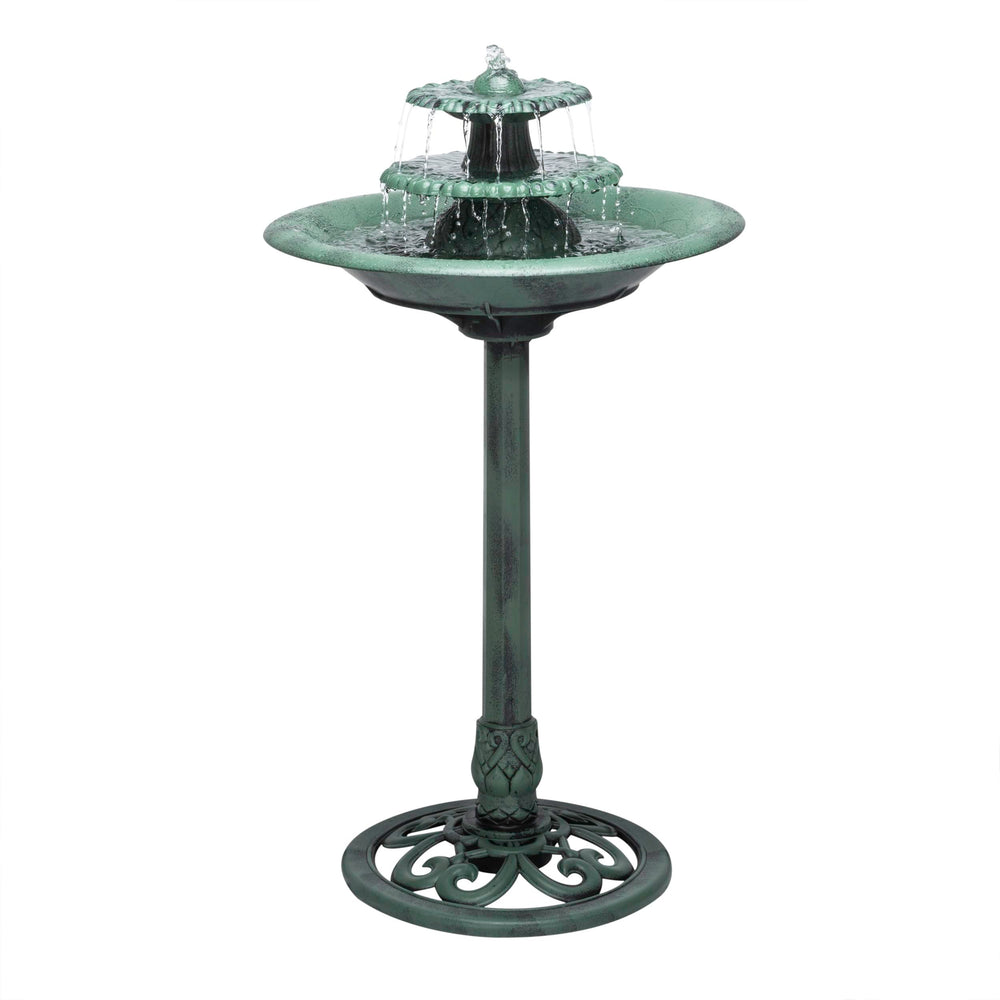 Alpine Corporation front view of 35-inch fountain showing cascade and elegant silhouette benefit relaxation