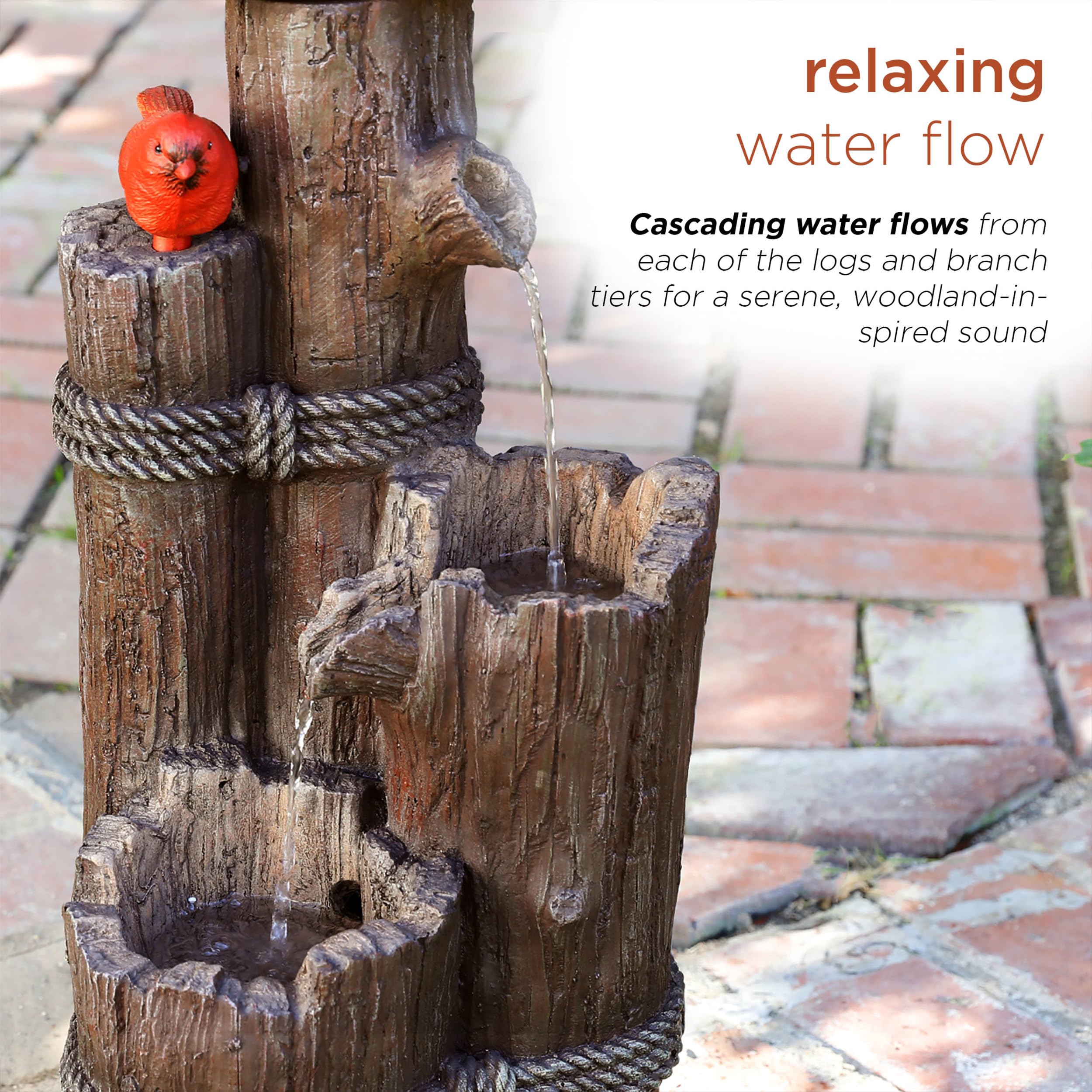 Alpine Corporation detailed log texture highlighting durable polyresin finish