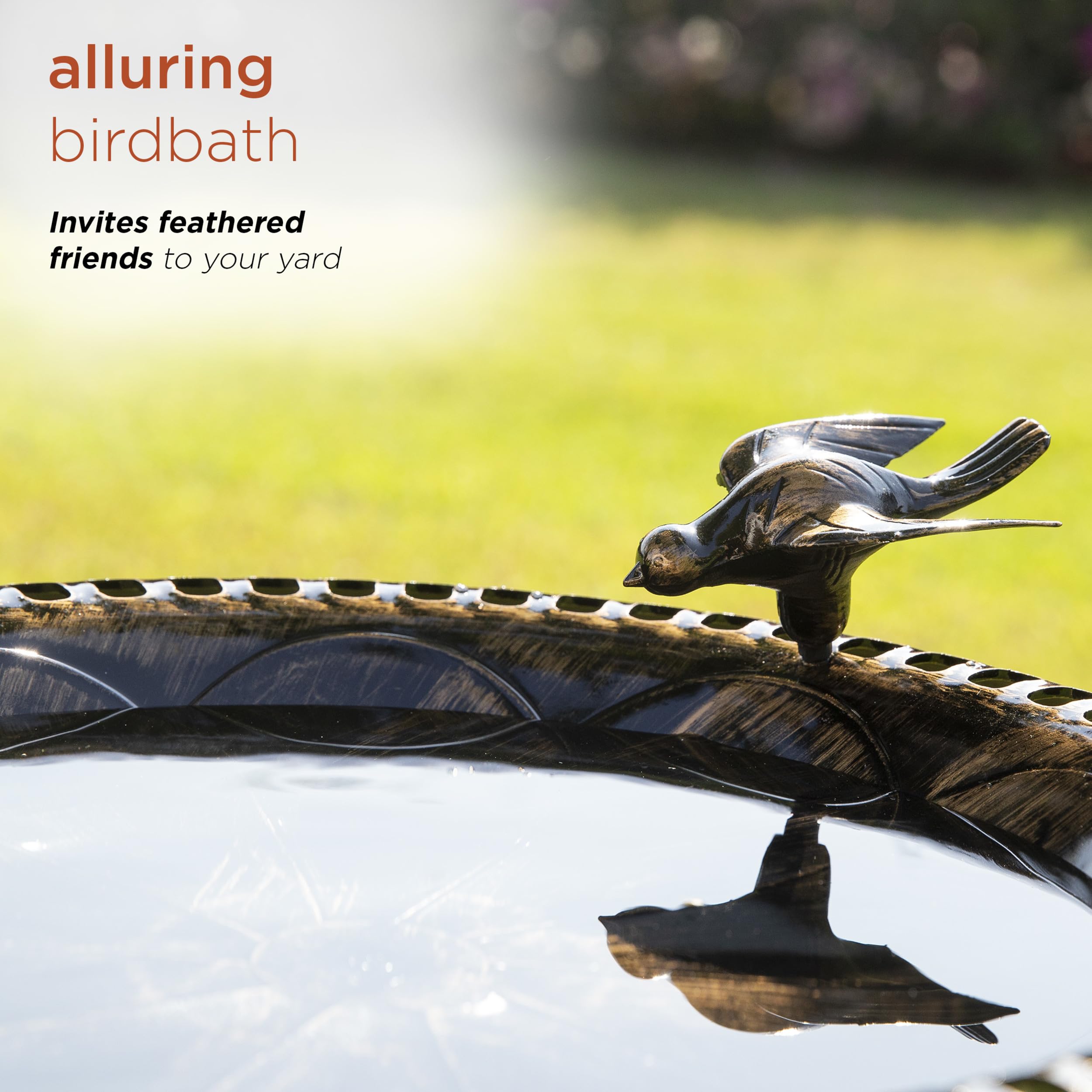 Alpine Corporation close-up of lifelike bird statue attracting wildlife
