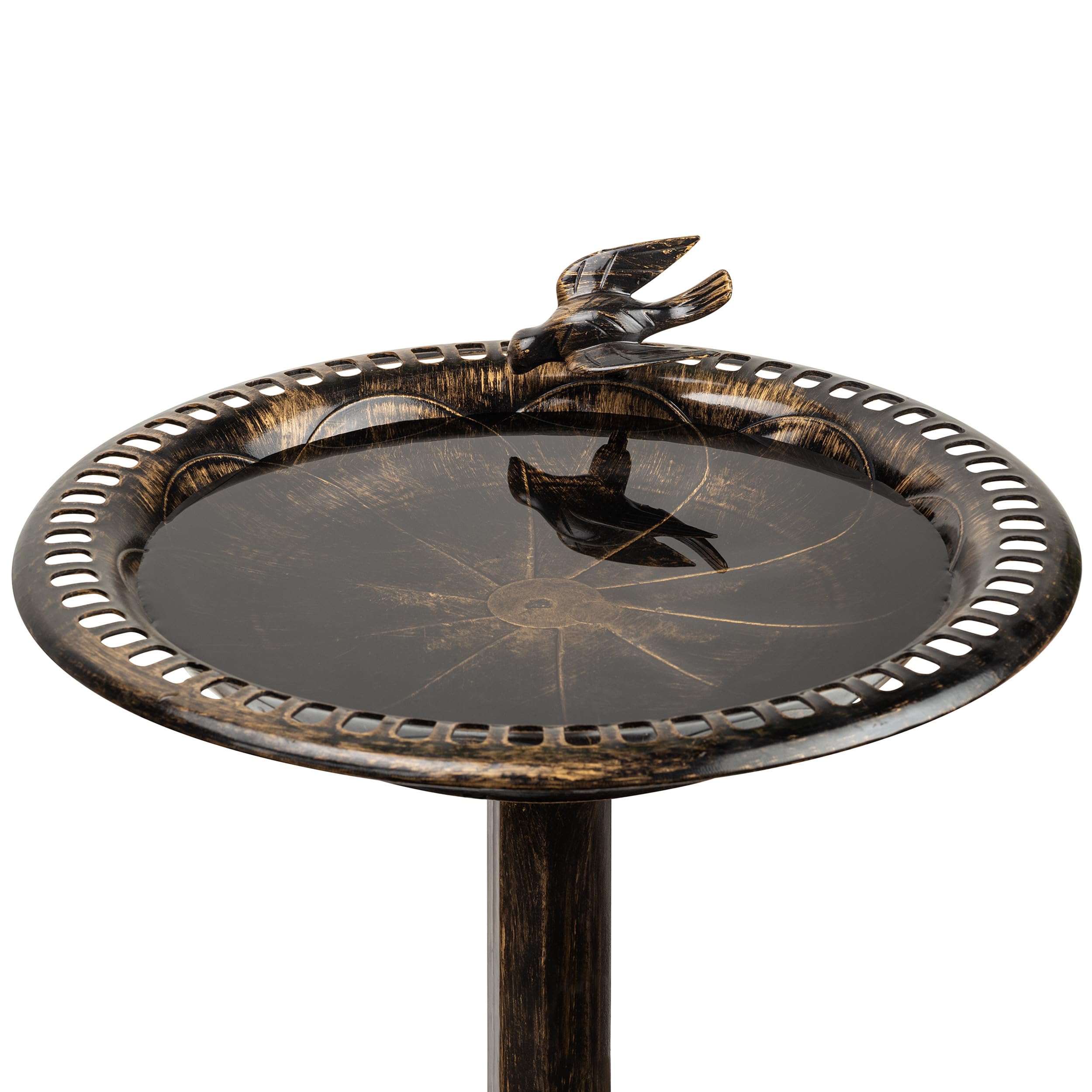 Alpine Corporation birdbath placed in garden enhancing outdoor décor