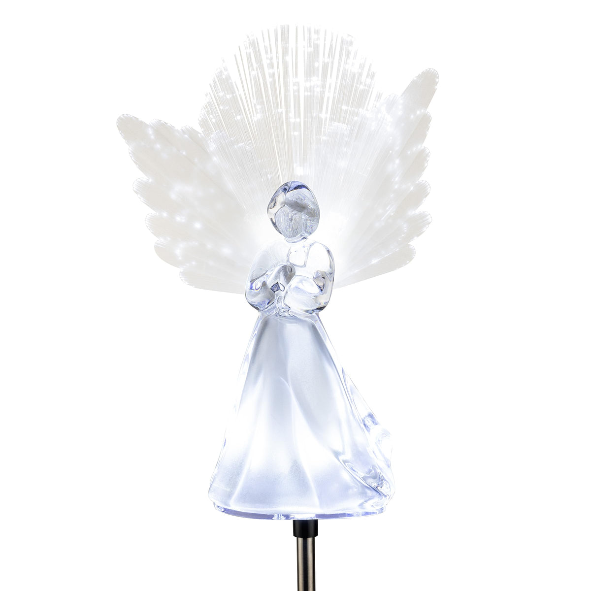 Alpine Corporation angel front view showing lit LED core and serene glow