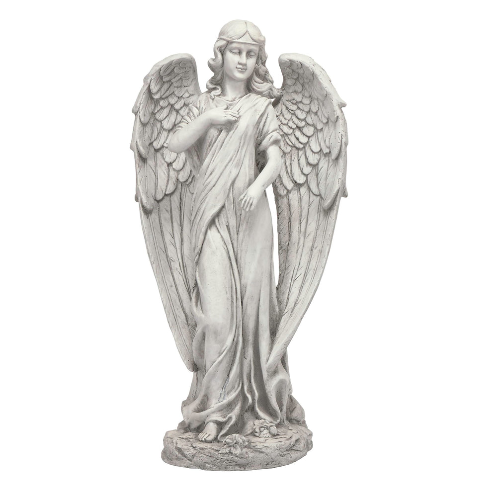 Alpine Corporation front view of angel statue showing serene pose and curb appeal