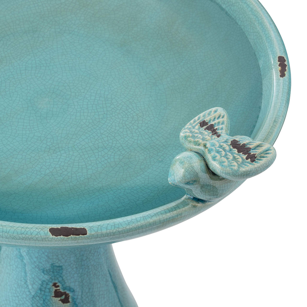 Alpine Corporation bird figurines perched on rim adding decorative charm