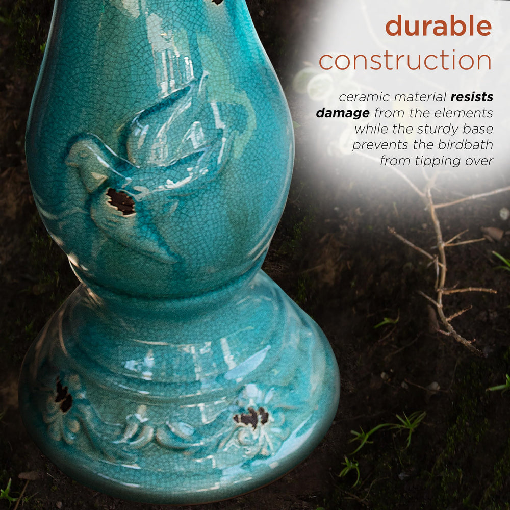 Alpine Corporation birdbath near feeders encouraging diverse birds