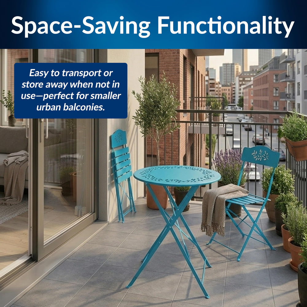 Alpine Corporation bistro set staged on balcony showing comfortable two-person dining