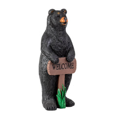 Alpine Corporation black bear front view showing welcome charm and durable finish
