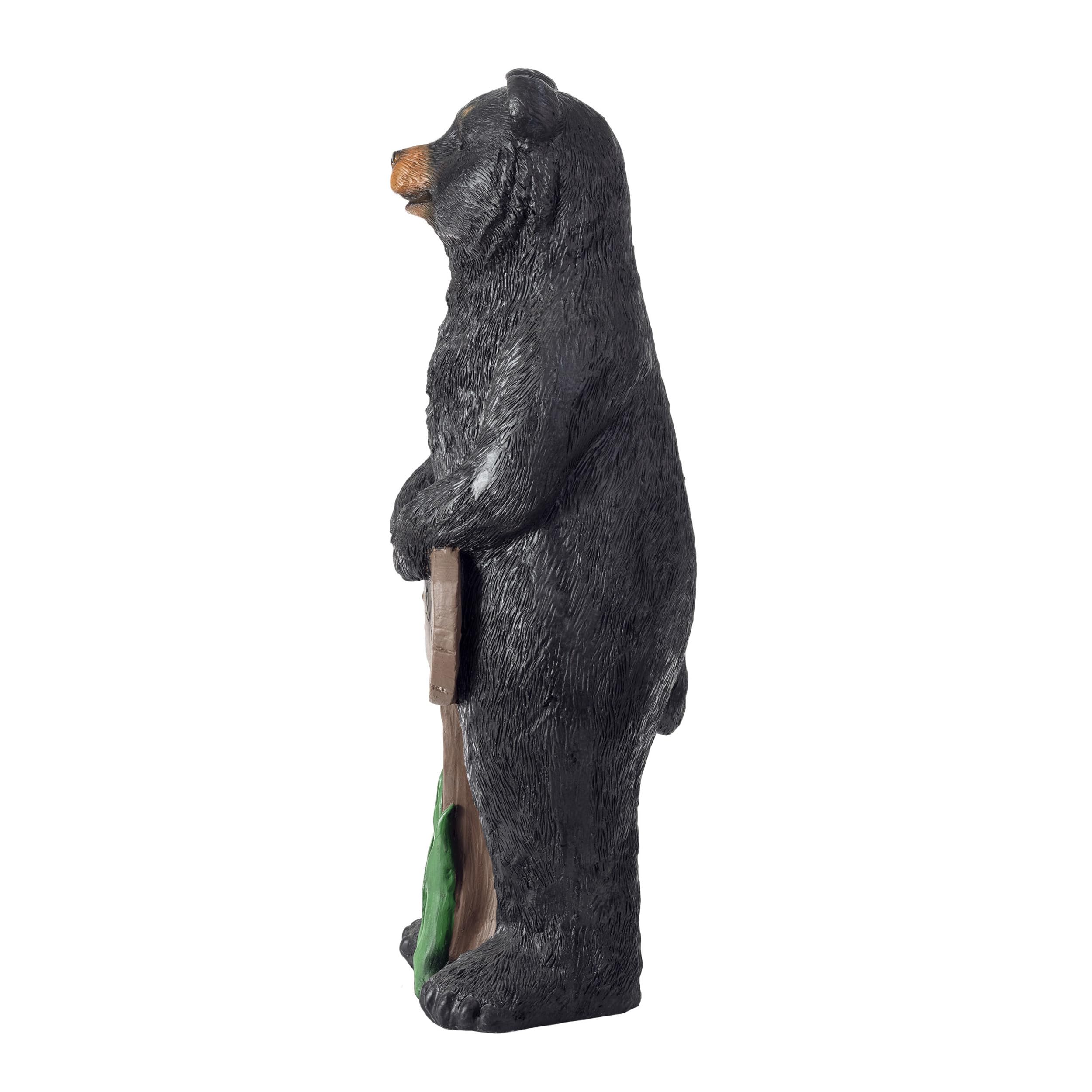 Alpine Corporation black bear next to front door demonstrating size and scale