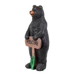Alpine Corporation black bear welcome sign detail highlighting readable greeting