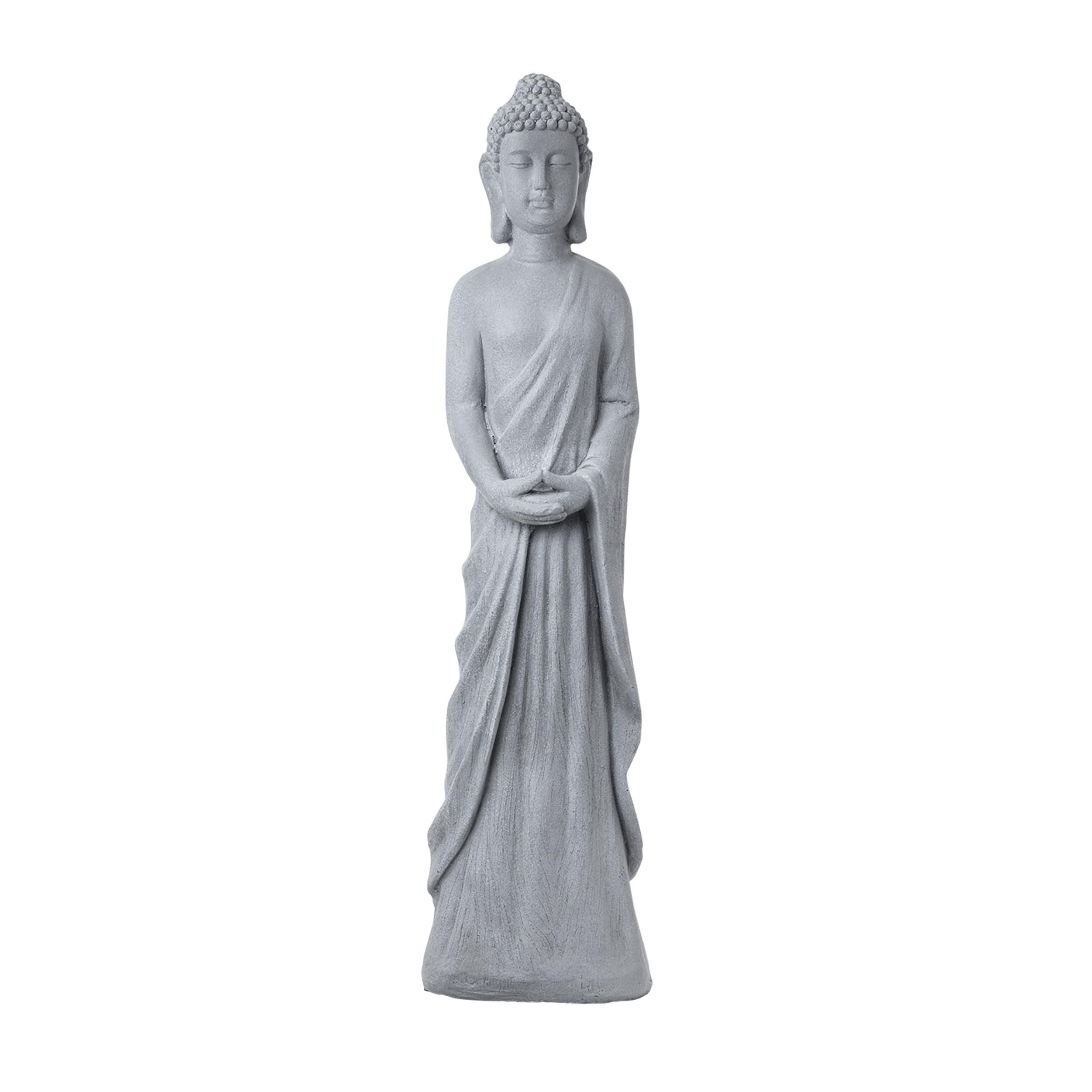 Alpine Corporation Buddha size comparison next to chair showing compact scale
