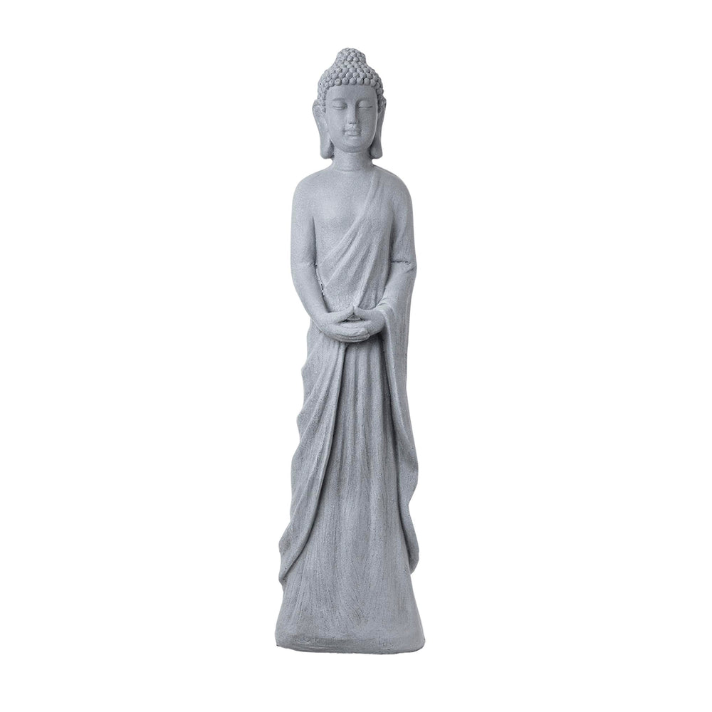 Alpine Corporation Buddha size comparison next to chair showing compact scale