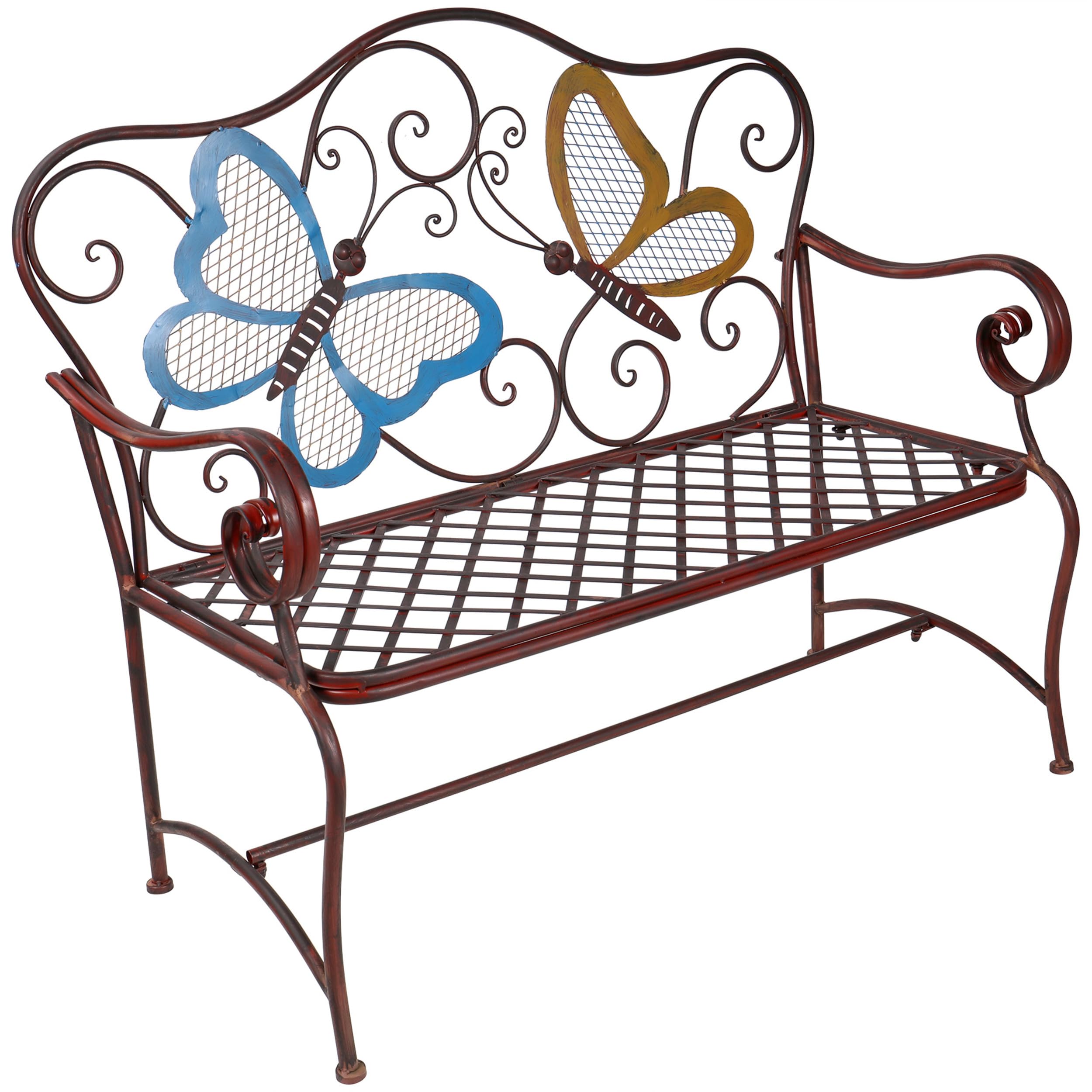 Alpine Corporation bench placed in garden setting benefit: enhances outdoor décor