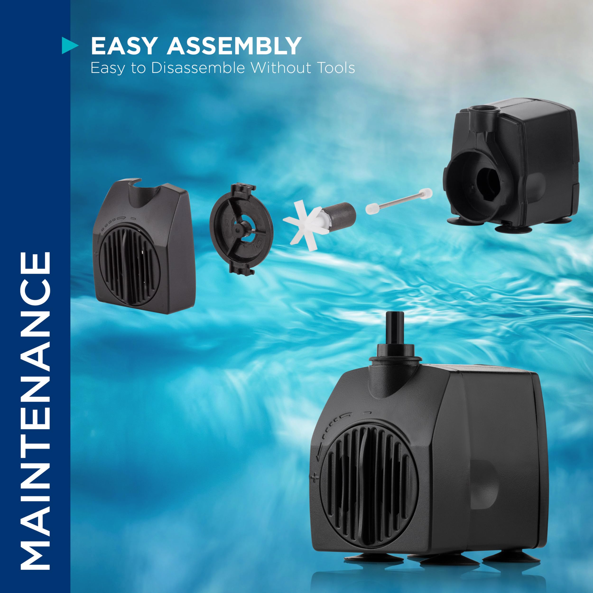 Alpine Corporation close-up of ceramic impeller shaft for long-lasting performance