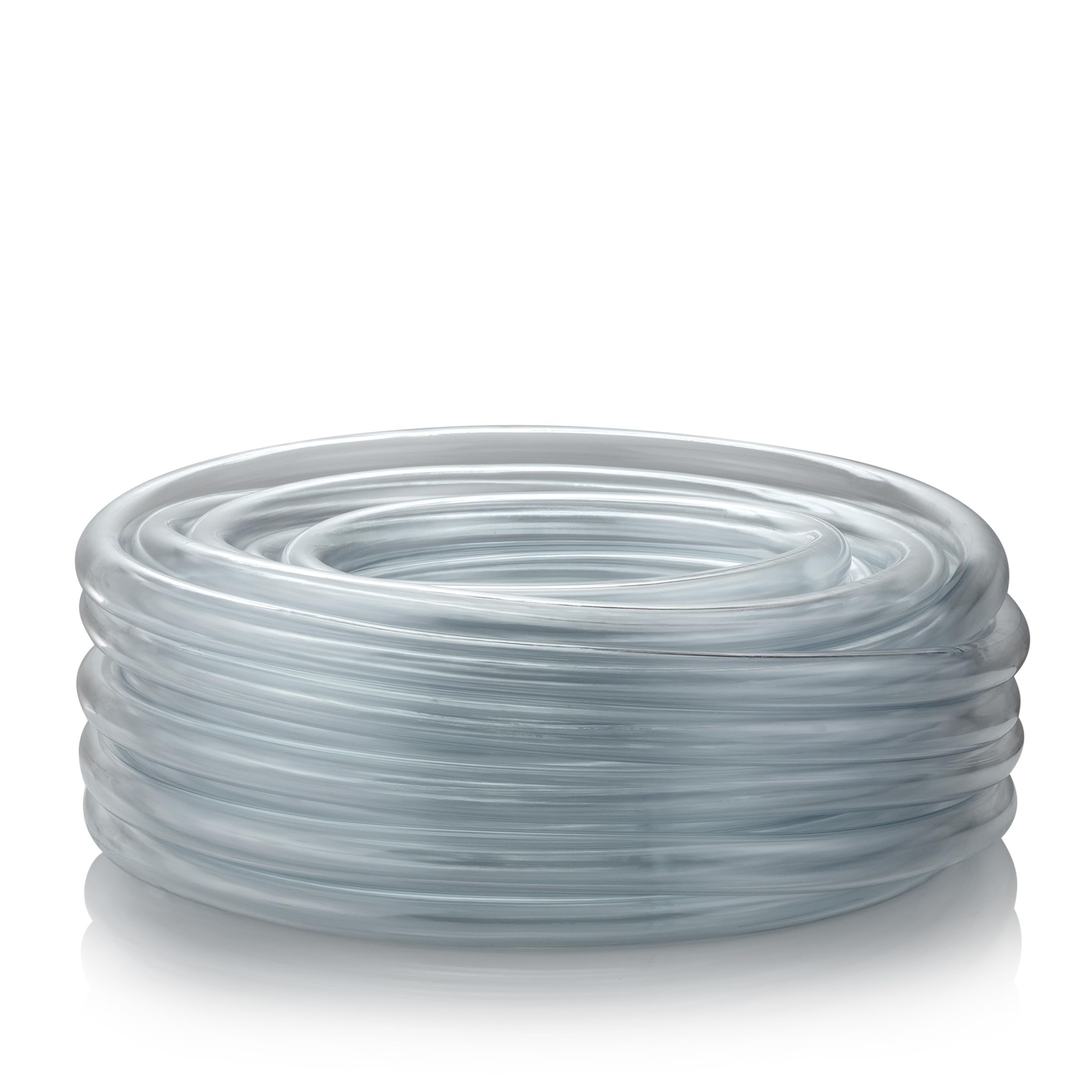 Alpine Corporation clear PVC tubing coil front view showing compact storage benefit