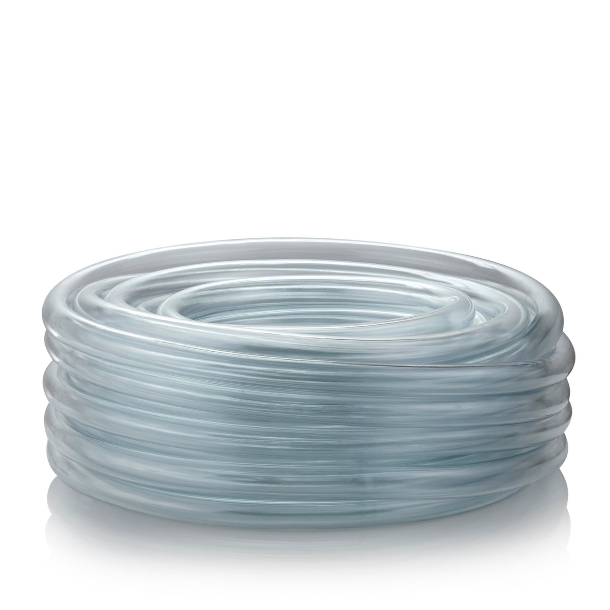 Alpine Corporation clear PVC tubing coil front view showing compact storage benefit