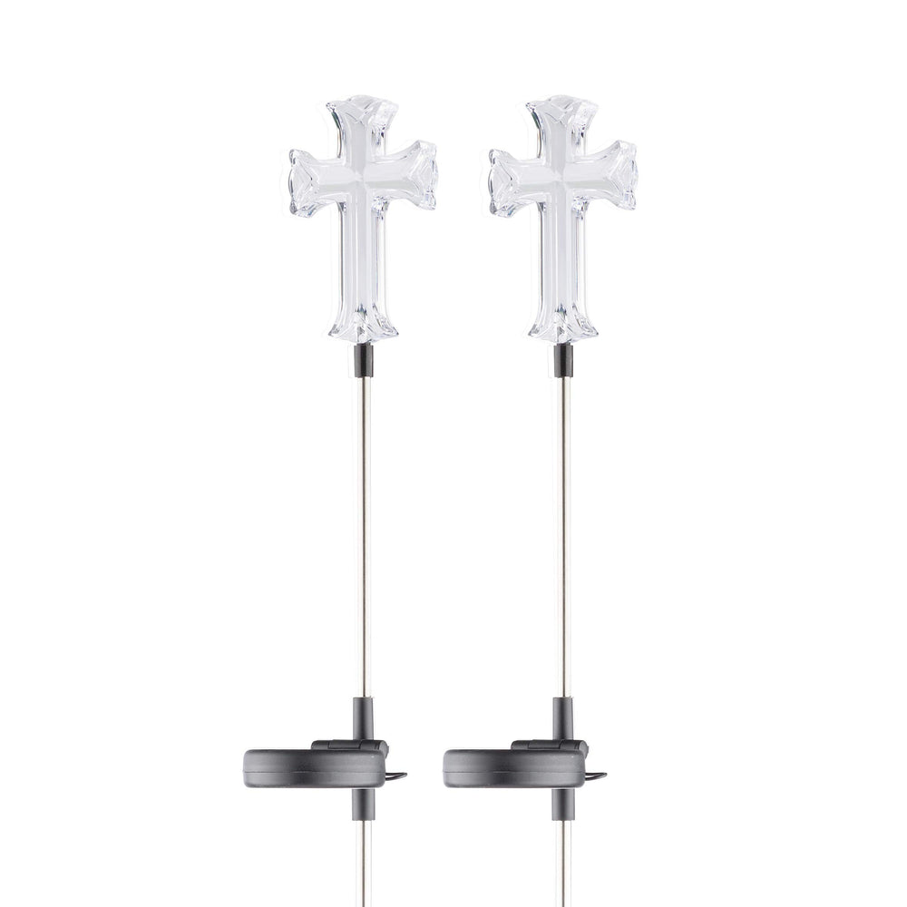 Alpine Corporation front view of solar cross stake showing design and height benefit
