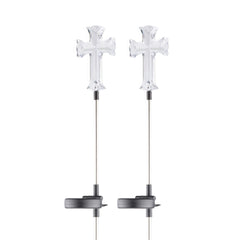 Alpine Corporation front view of solar cross stake showing design and height benefit