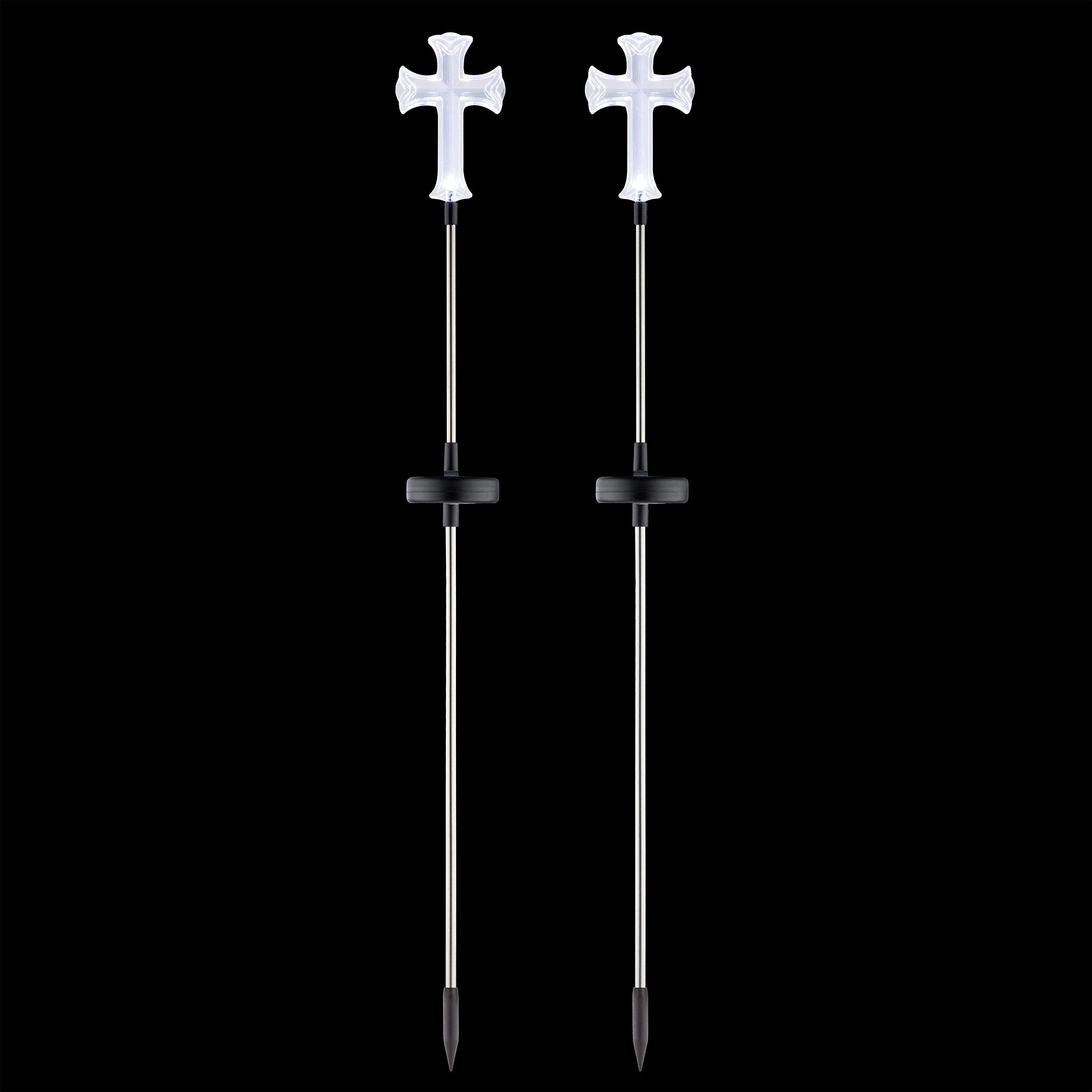 Alpine Corporation side profile of cross stake highlighting slim weatherproof build