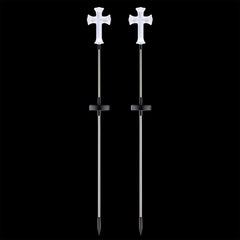 Alpine Corporation side profile of cross stake highlighting slim weatherproof build