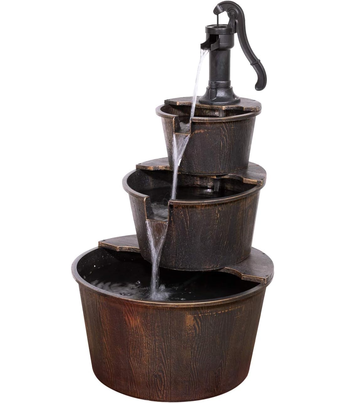 Alpine Corporation front view showing tiered barrels and rustic charm benefit relaxation