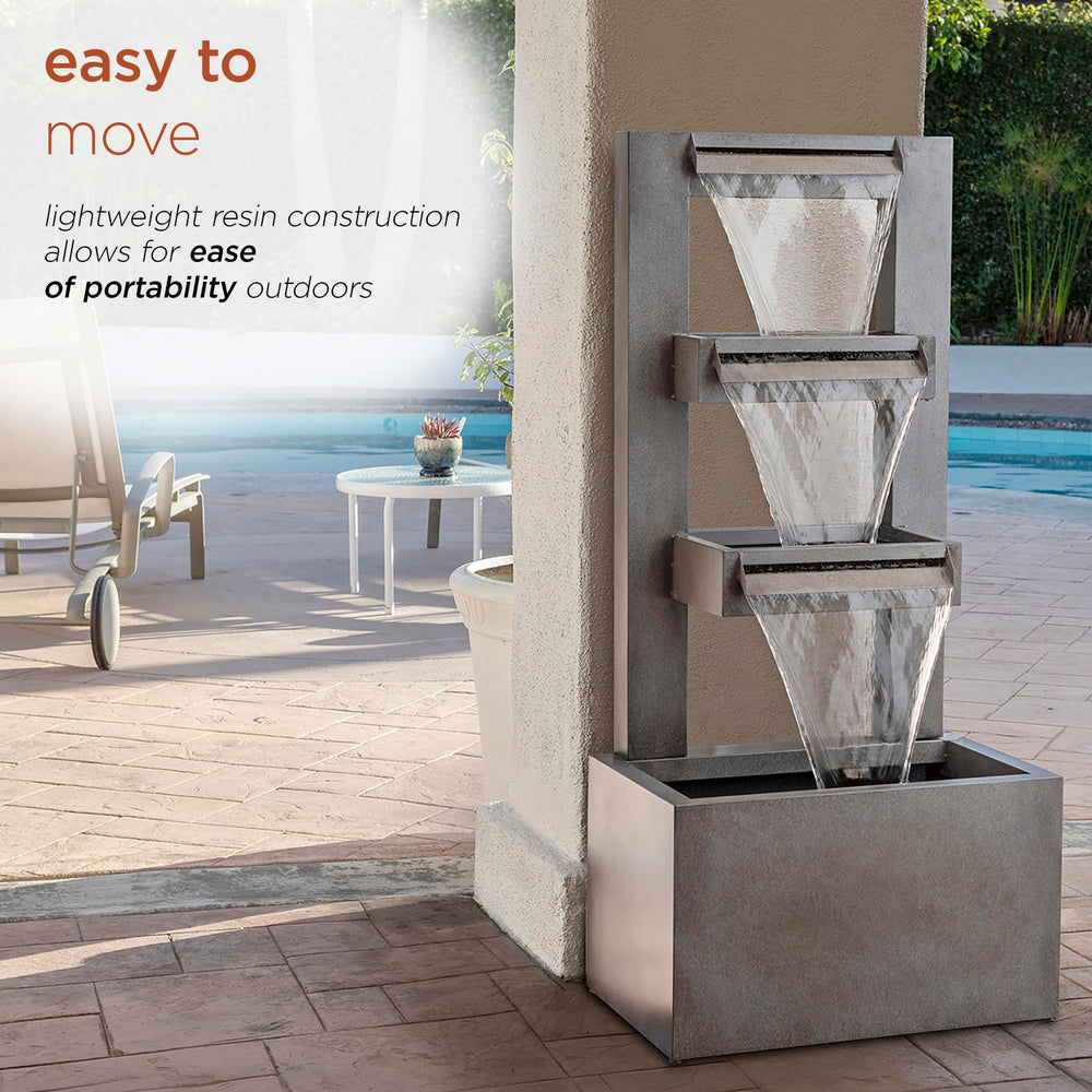 Alpine Corporation water flow detail showing soothing movement benefit