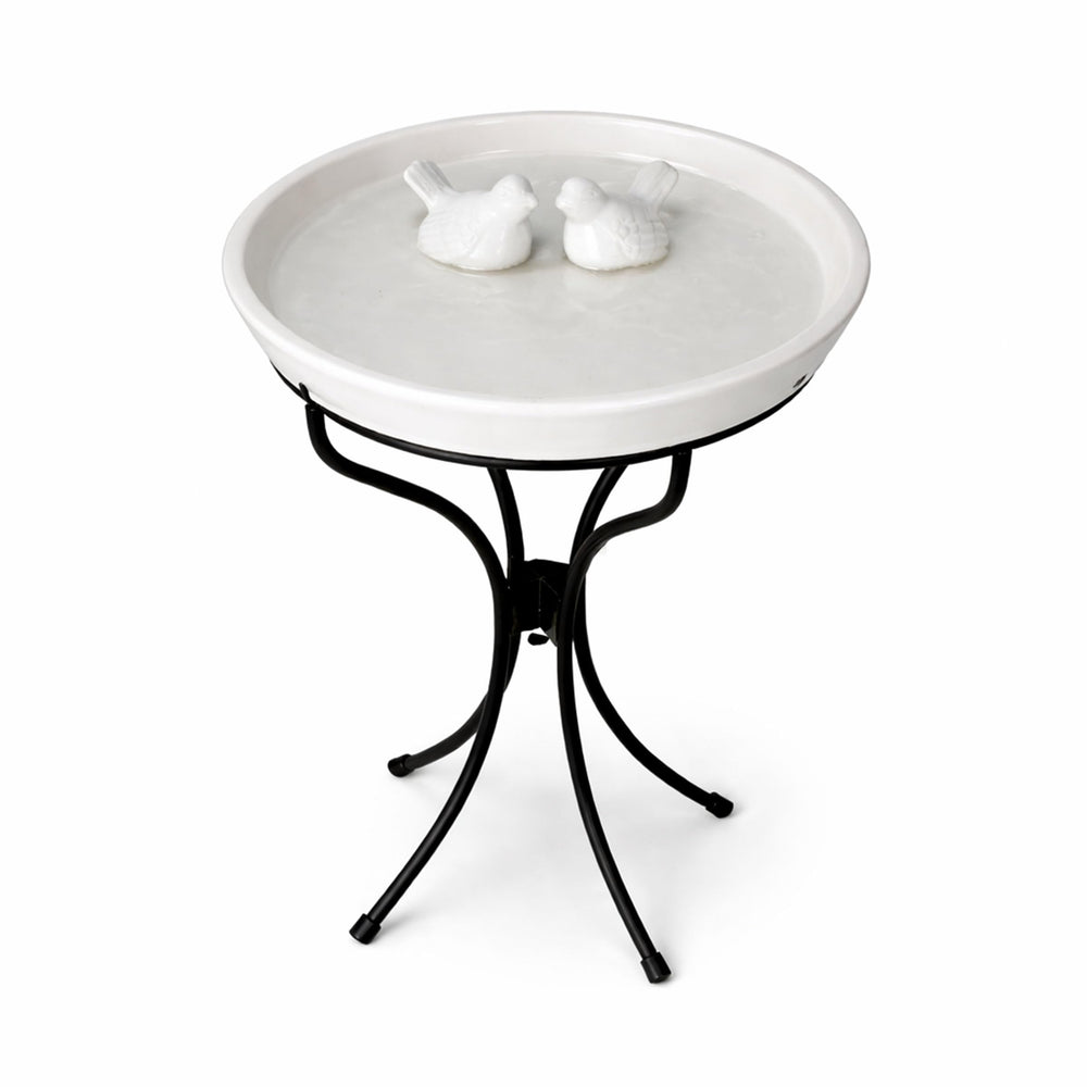 Alpine Corporation front view birdbath showing full pedestal and bowl benefit: elegant garden focal point