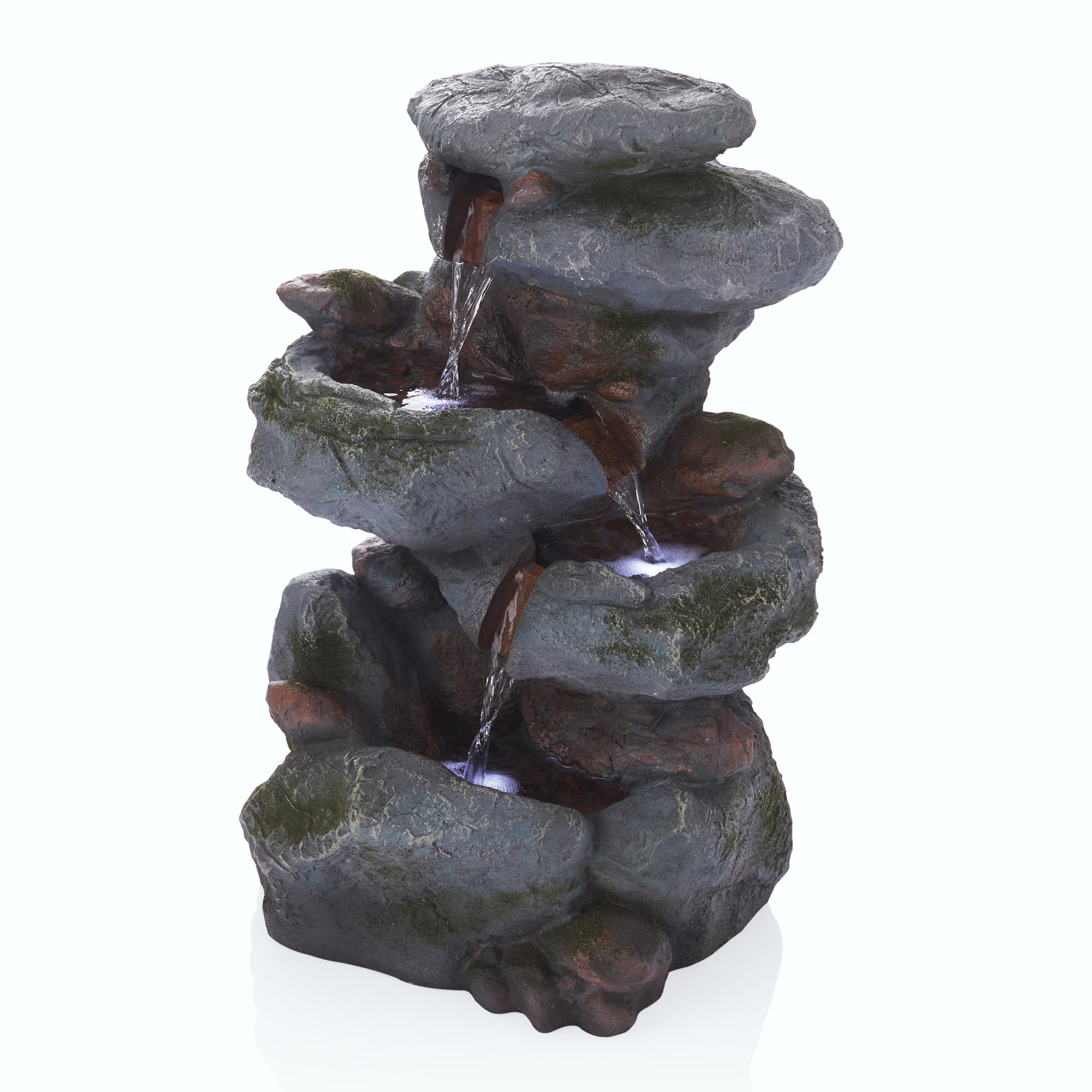 Alpine Corporation front view of fountain showing compact natural stone look and calm ambiance