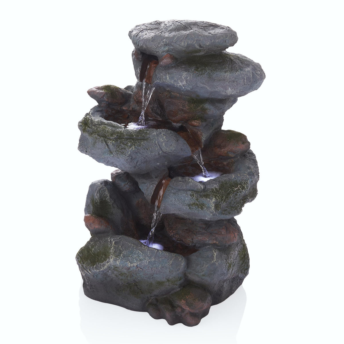 Alpine Corporation front view of fountain showing compact natural stone look and calm ambiance