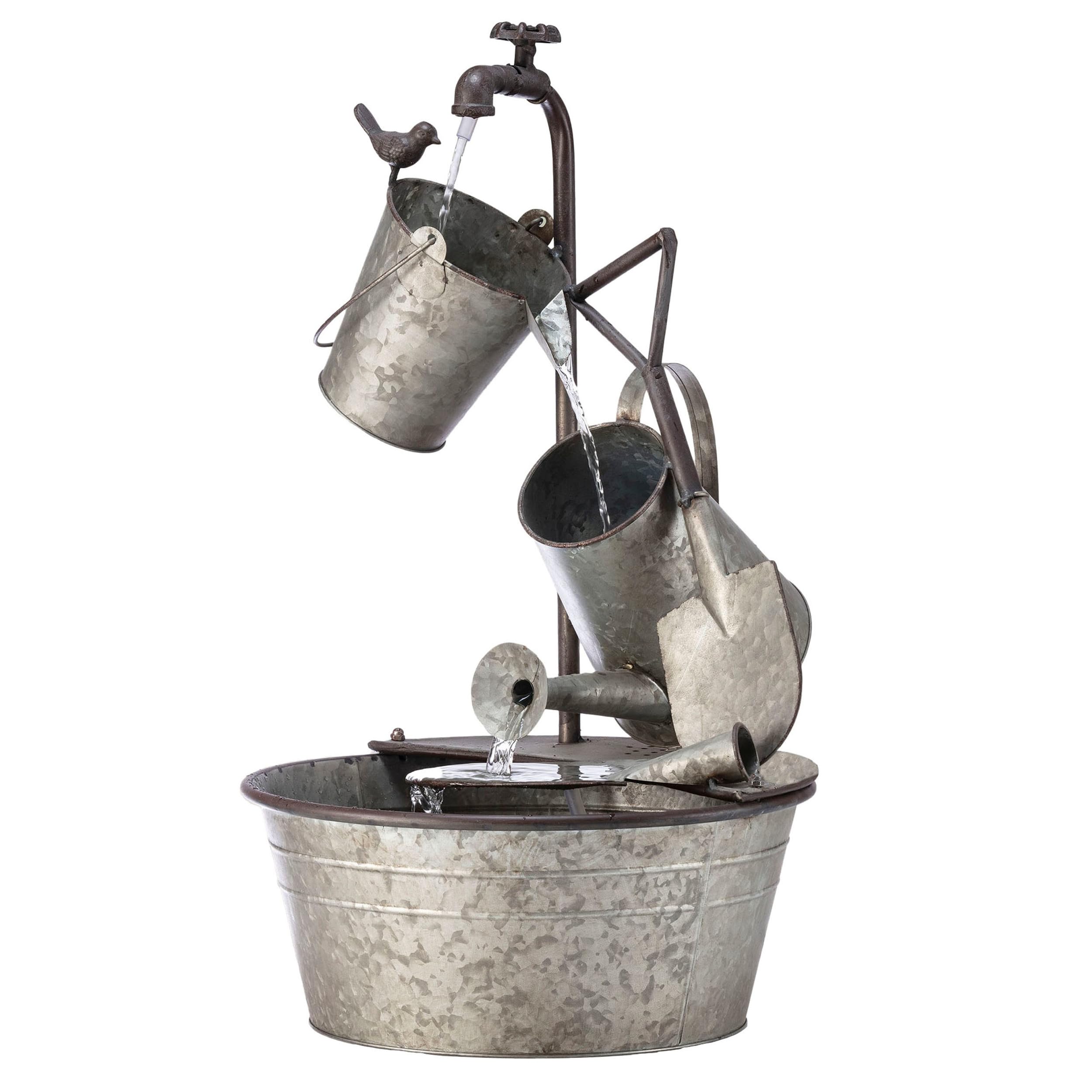 Alpine Corporation front view showing full fountain and rustic design, enhances curb appeal