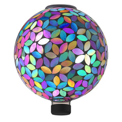 Alpine Corporation front view purple mosaic globe adding color to garden